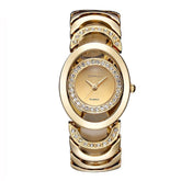 y elegante reloj de acero con diamantes para mujer